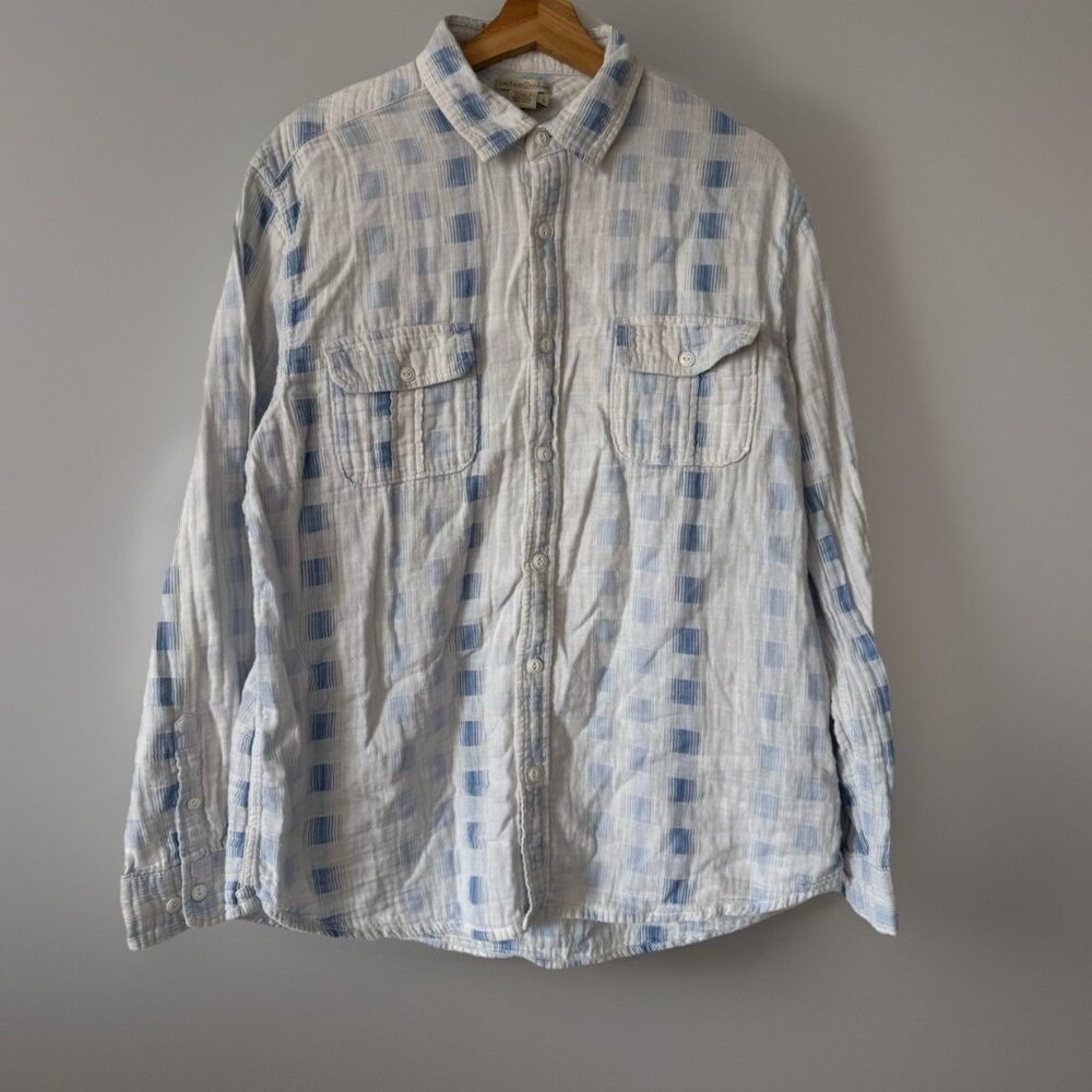 Carbon‎ 2 Cobalt Shirt Men’s Sz L Gauze Button Up 100% Cotton 133144 Checks